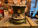 Donkergroen Gietijzer/ emaille petroleumstel, Ophalen of Verzenden