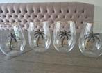 4 glazen met palmboom, Verzamelen, Glas en Borrelglaasjes, Ophalen of Verzenden, Zo goed als nieuw