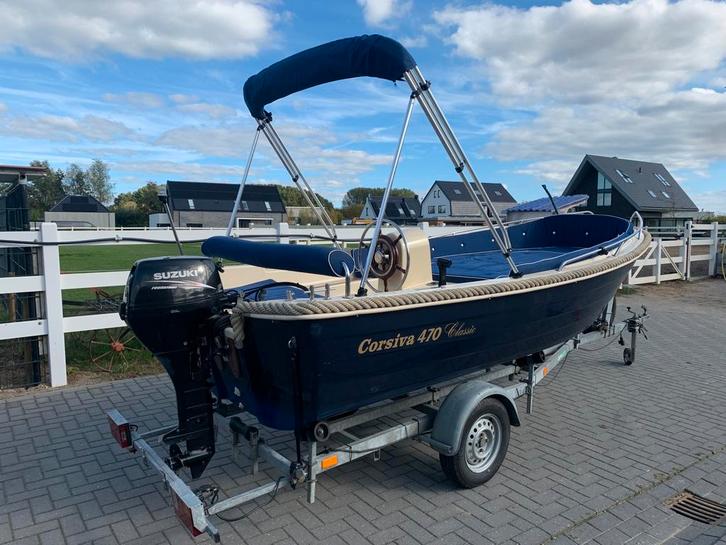 Corciva 470 Classic Suzuki 15 pk 4 takt, Watersport en Boten, Sloepen, Zo goed als nieuw, 10 tot 30 pk, 3 tot 6 meter, Buitenboordmotor