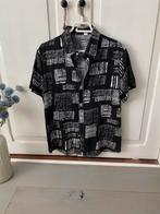 Vintage Herenblouse Zwart/Wit - Maat M, Ophalen of Verzenden, Gedragen, Zwart, Halswijdte 39/40 (M)