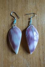 nieuw - roze wit gemarmerde blad oorhangers - oorbellen, Overige materialen, Hangers, Nieuw, Ophalen of Verzenden