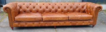 XXL Chesterfield bank vintage bruin cognac leer + BEZORGING  beschikbaar voor biedingen
