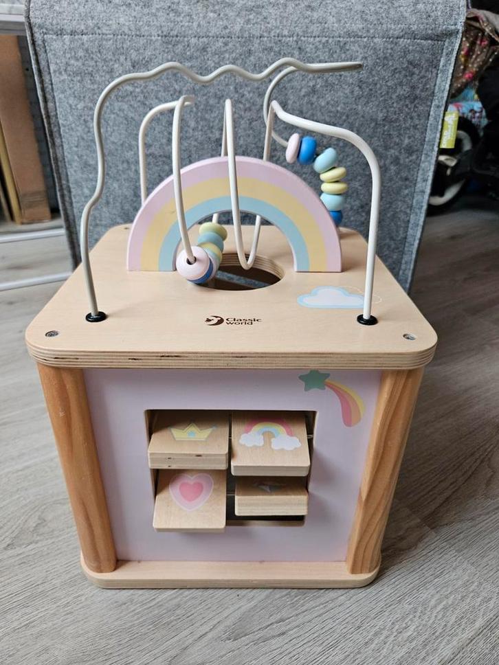Classic World Houten Activiteitenkubus, Kinderen en Baby's, Speelgoed | Educatief en Creatief, Zo goed als nieuw, Puzzelen, Ontdekken