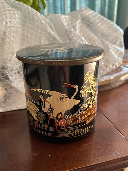 Vintage de Gruyter Blikken Bus met Kraanvogels Decoratie, Antiek en Kunst, Curiosa en Brocante, Ophalen of Verzenden