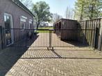 Dubbele stalen draaipoort, Tuin en Terras, Tuinpoorten, Ophalen, Gebruikt, Staal, 100 tot 150 cm