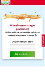 4 toegangskaarten, Gewonnen prijs postcodeloterij, Tickets en Kaartjes, Drie personen of meer, Ticket of Toegangskaart