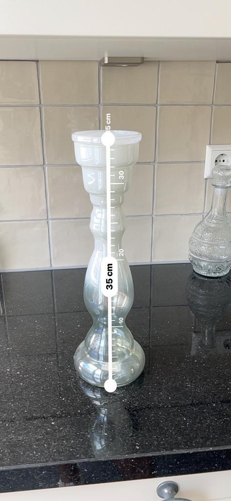 Stijlvolle Glazen Kaarsenhouder – 35 cm Hoog, Huis en Inrichting, Woonaccessoires | Etagères, Nieuw, Ophalen of Verzenden