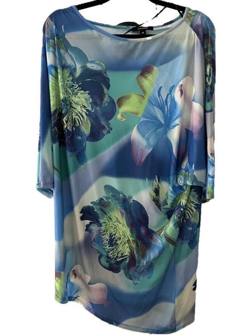 COMMA asymmetrische top shirt floral design 44 lang travel, Kleding | Dames, Tops, Zo goed als nieuw, Maat 42/44 (L), Blauw, Korte mouw