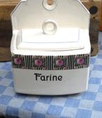 oude voorraadpot/ bakje Farine porselein/ keukenpot, Ophalen of Verzenden
