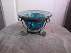 Standaard met blauw bakje, Schaal, Rond, Ophalen of Verzenden, Glas