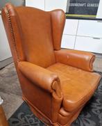 Stoere cognac schaapslederen oorfauteuil relaxstoel mancave, Huis en Inrichting, Fauteuils, Ophalen, Zo goed als nieuw, Minder dan 50 cm