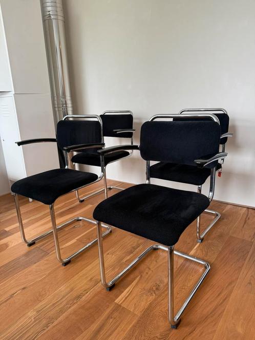 Gispen 201 stoelen, Huis en Inrichting, Stoelen, Zo goed als nieuw, Vier, Zwart, Ophalen