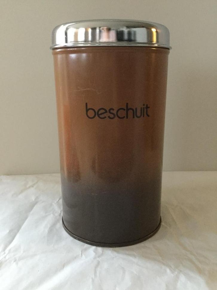 Vintage Brabantia Beschuitbus – shadow bruin chromen deksel, Verzamelen, Retro, Huis en Inrichting, Ophalen of Verzenden