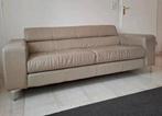 Taupe lederen 3-zitsbank, Huis en Inrichting, Banken | Bankstellen, Gebruikt, 150 tot 200 cm, Driepersoons, Ophalen of Verzenden