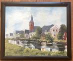 Abcoude, schilderij, kerk, Holland, Kelderman, dorp, vintage, Antiek en Kunst, Kunst | Schilderijen | Klassiek, Ophalen of Verzenden