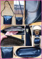 JANE SHILTON donkerblauw echt leren vintage schoudertas, Sieraden, Tassen en Uiterlijk, Tassen | Damestassen, Blauw, Ophalen of Verzenden