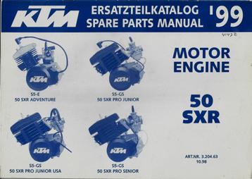 KTM 50 SXR spare parts manual motor engine 1999 (4147z)