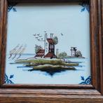 Oud tegeltje Tichelaar Makkum in lijstje, Ophalen of Verzenden