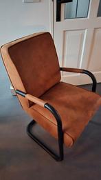 Gave eetstoel | Cognac | Pilotenleer look | Industrieel, Ophalen, Bruin, Zo goed als nieuw, Metaal