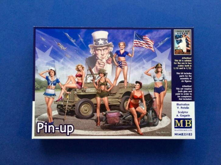Masterbox 35183 Pin-up set incl us flag 1/32 1/35, Hobby en Vrije tijd, Modelbouw | Figuren en Diorama's, Nieuw, 1:35 tot 1:50