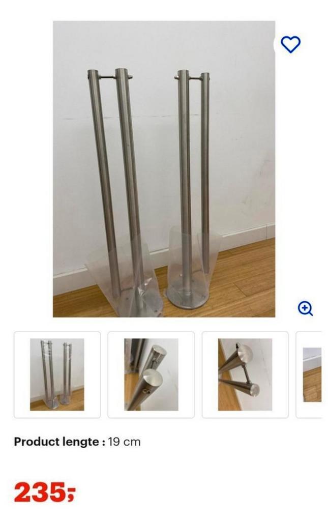 2 RVS  vlaggen mast Baniersteunen - Binnen/Buiten, Diversen, Vlaggen en Wimpels, Gebruikt, Ophalen of Verzenden