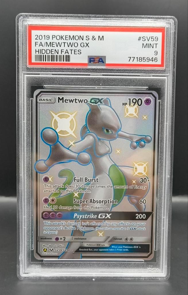 Mewtwo GX HIF SV59 PSA 9, Hobby en Vrije tijd, Verzamelkaartspellen | Pokémon, Zo goed als nieuw, Ophalen of Verzenden