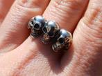 Vanoli 925 zilver biker ring skull doodskop maat 18,5 19 21, Sieraden, Tassen en Uiterlijk, Ringen, 19 tot 20, Nieuw, Ophalen of Verzenden