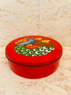 Retro rood blik met pauw, Verzamelen, Retro, Ophalen of Verzenden, Huis en Inrichting