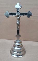 Groot Oud sacramenten kruisbeeld 30cm metaal met hout inleg, Antiek en Kunst, Antiek | Religie, Ophalen of Verzenden