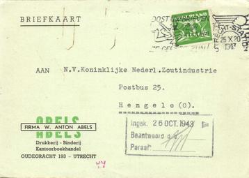 Firma W. Anton Abels, Utrecht - 10.1943 - briefkaart beschikbaar voor biedingen