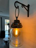Industriële Wandlamp met Glazen Pot, Huis en Inrichting, Lampen | Wandlampen, Ophalen, Zo goed als nieuw, Glas