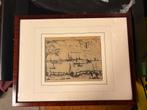 Oude zeefdruk van Gouda (DERGOU) - Ingelijst, Antiek en Kunst, Kunst | Etsen en Gravures, Ophalen