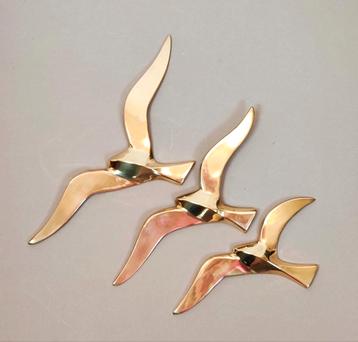 Mid Century. Messing vogels. Vogel 3x.  Muurdecoratie  beschikbaar voor biedingen