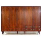 Grote vintage 5-deurs mid century design kledingkast '60s, Ophalen of Verzenden, Zo goed als nieuw, Tweepersoons, Design