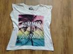 Wit shirt met print maat 42, Wit, Maat 42/44 (L), Ophalen of Verzenden, Korte mouw