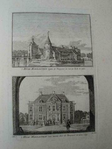 A 93-94 / De Steeg Kasteel Midnachten Kopergravure 1745 beschikbaar voor biedingen