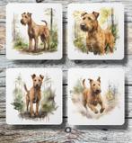 Ierse Terriër Aquarel onderzetters met houder, Ophalen of Verzenden, Nieuw, Glas of Kopje