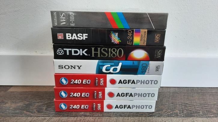 Partij van 7 Ongebruikte Lege Videobanden, 180, 240, Cd's en Dvd's, VHS | Film, Nieuw in verpakking, Overige genres, Alle leeftijden