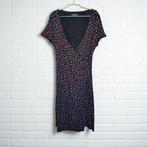 King Louie Jurk Maat M Zwart Rood Kersen Print Midi Overslag, Maat 38/40 (M), Kl, Zwart, Zo goed als nieuw