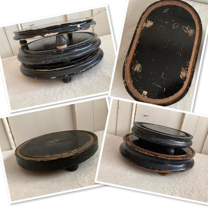 7x Brocante oud houten zwart onderbord (van stolp), Antiek en Kunst, Curiosa en Brocante, Ophalen of Verzenden