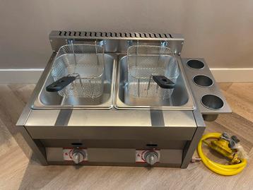 Butaan/propaangas friteuse 2x6L RVS Camping, markt, kermis. beschikbaar voor biedingen