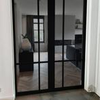 Zwarte binnendeur met glas staallook, Niet ingevuld, 80 tot 100 cm, Binnendeur, Niet ingevuld