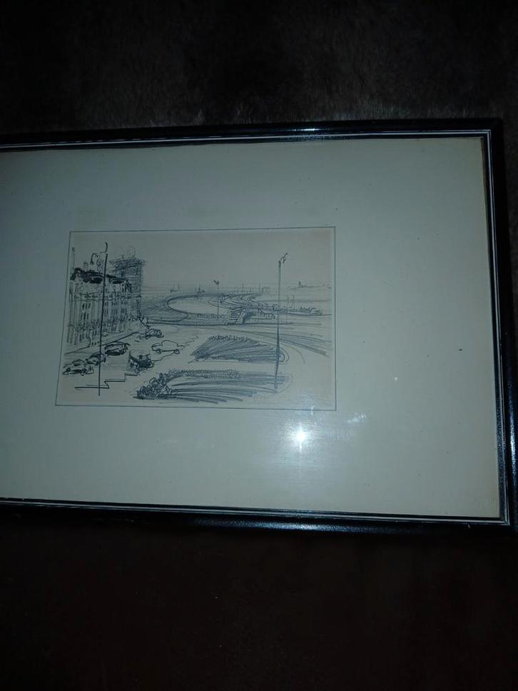 Schets met zicht Zeebrugge, Antiek en Kunst, Kunst | Tekeningen en Foto's, Ophalen