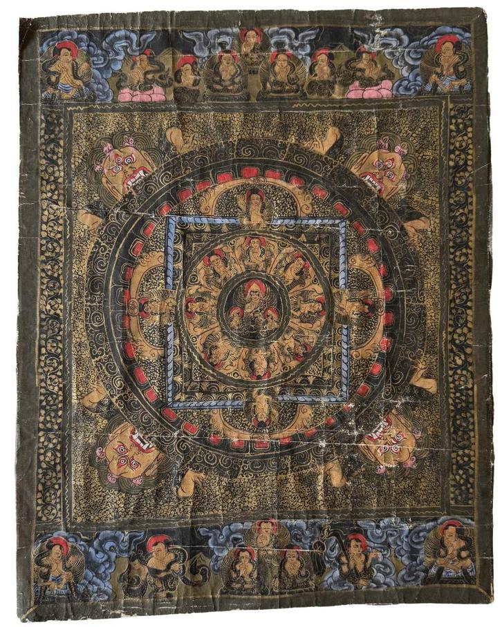 Nepalese mandala-thangka, Huis en Inrichting, Woonaccessoires | Boeddhabeelden, Gebruikt, Ophalen of Verzenden