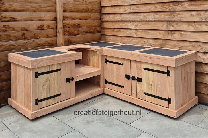 Buitenkeuken Douglas hoekkeuken kamado Bastard mancave, Tuin en Terras, Buitenkeukens, Nieuw, Houtskool, Inbouw, Vrijstaand, Ophalen of Verzenden