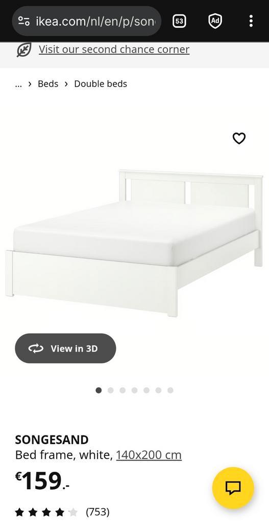IKEA Bedframe, Huis en Inrichting, Slaapkamer | Bedden, Zo goed als nieuw, Tweepersoons, 140 cm, Hout, Ophalen