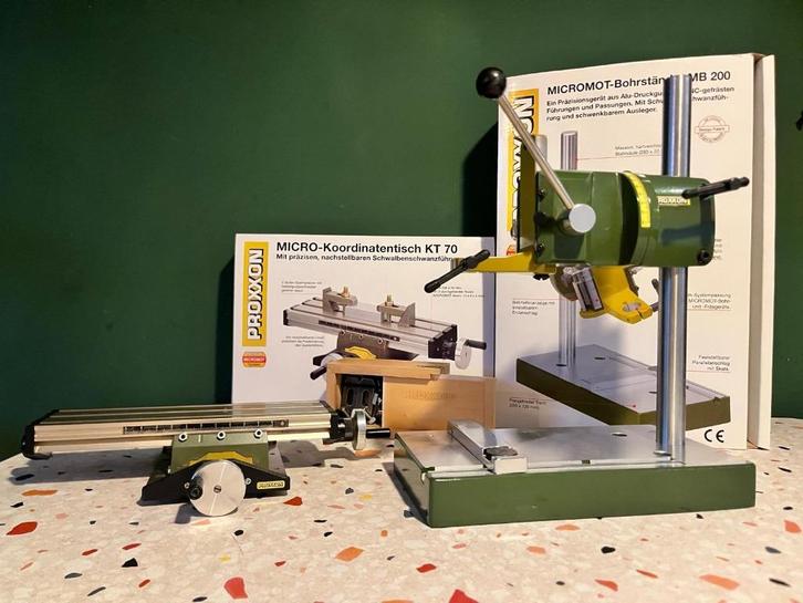 Proxxon MB 200 + KT 70 kruistafel + klemset – nette staat, Doe-het-zelf en Verbouw, Gereedschap | Handgereedschap, Gebruikt, Ophalen of Verzenden