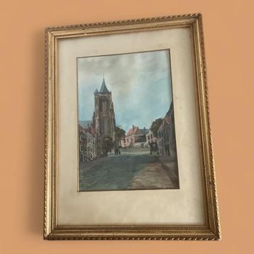 Schilderij Adriaan Terhell Stadsgezicht Gorinchem beschikbaar voor biedingen