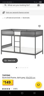 Stapelbed - Grijs - 90x200 cm, Huis en Inrichting, Slaapkamer | Bedden, Ophalen, Gebruikt, 90 cm, Tweepersoons