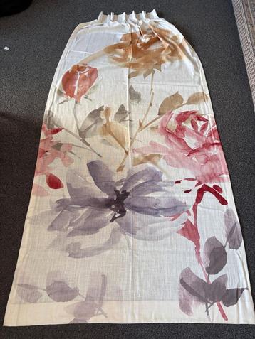 Showbaan gordijn 50 x 265 cm - lap stof creme met bloemen beschikbaar voor biedingen
